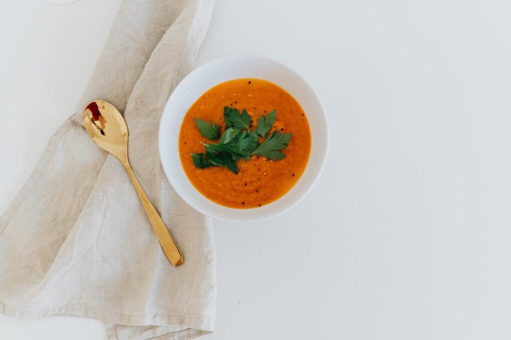 Carrot soup with cod