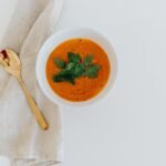 Carrot soup with cod