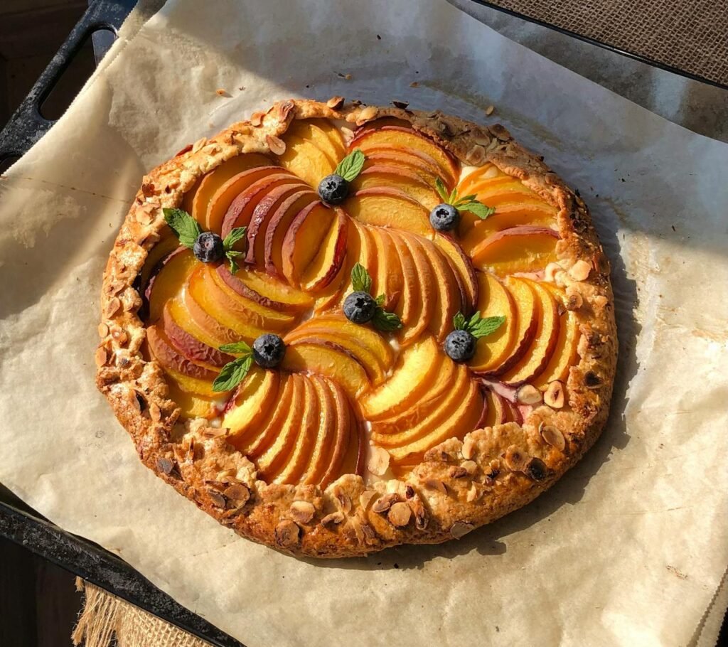 Oven Baked Peaches with Vanilla Ice Cream