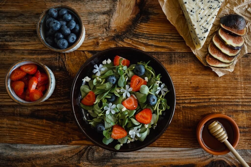 Salad with Strawberries, Beetroot and Goat Cheese