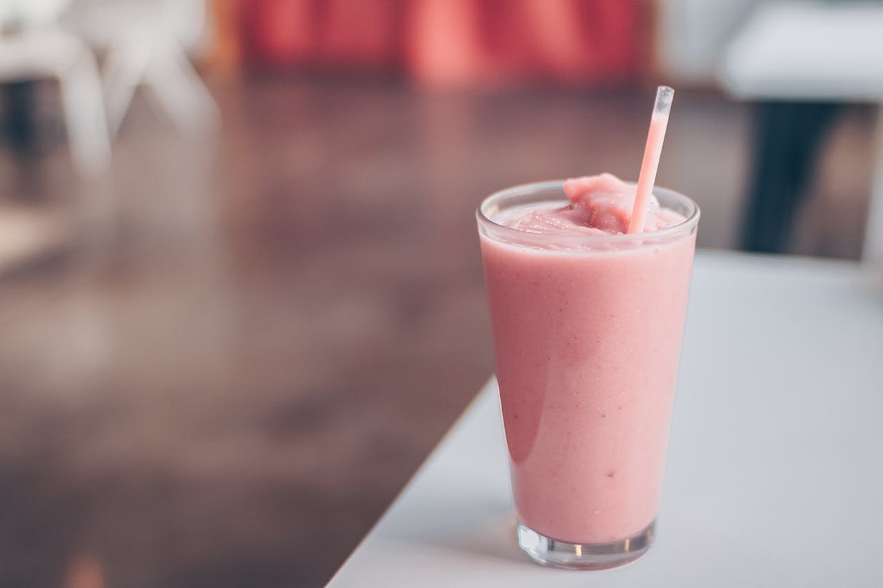 Natural fruit smoothie with homemade oat drink